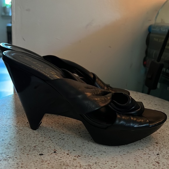 Robert Clergerie black leather slide heel Sandle NWT - Picture 3 of 4